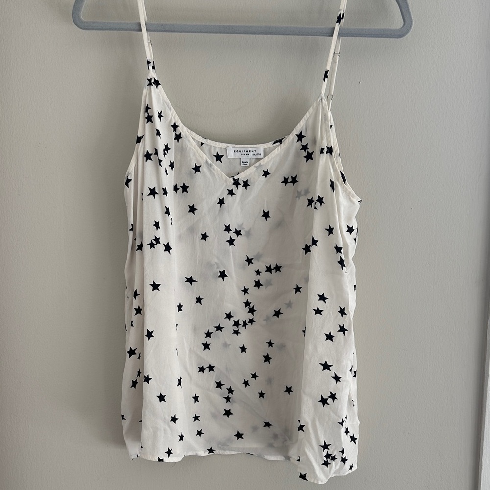 Equipment White Camisole with Black Star Pattern
